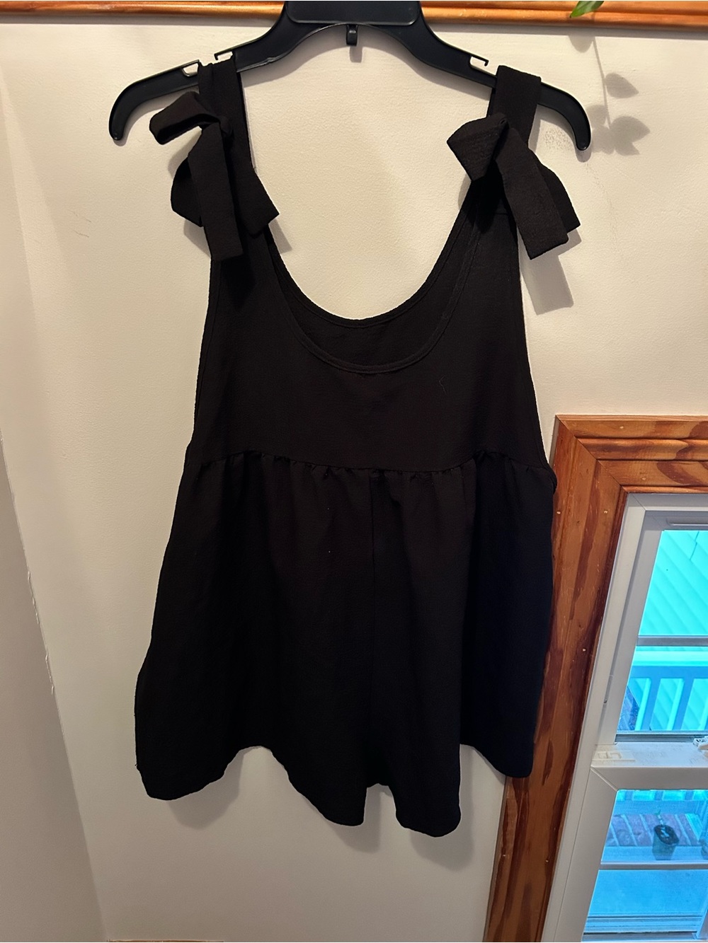 Women's Black Tie-Shoulder Romper
